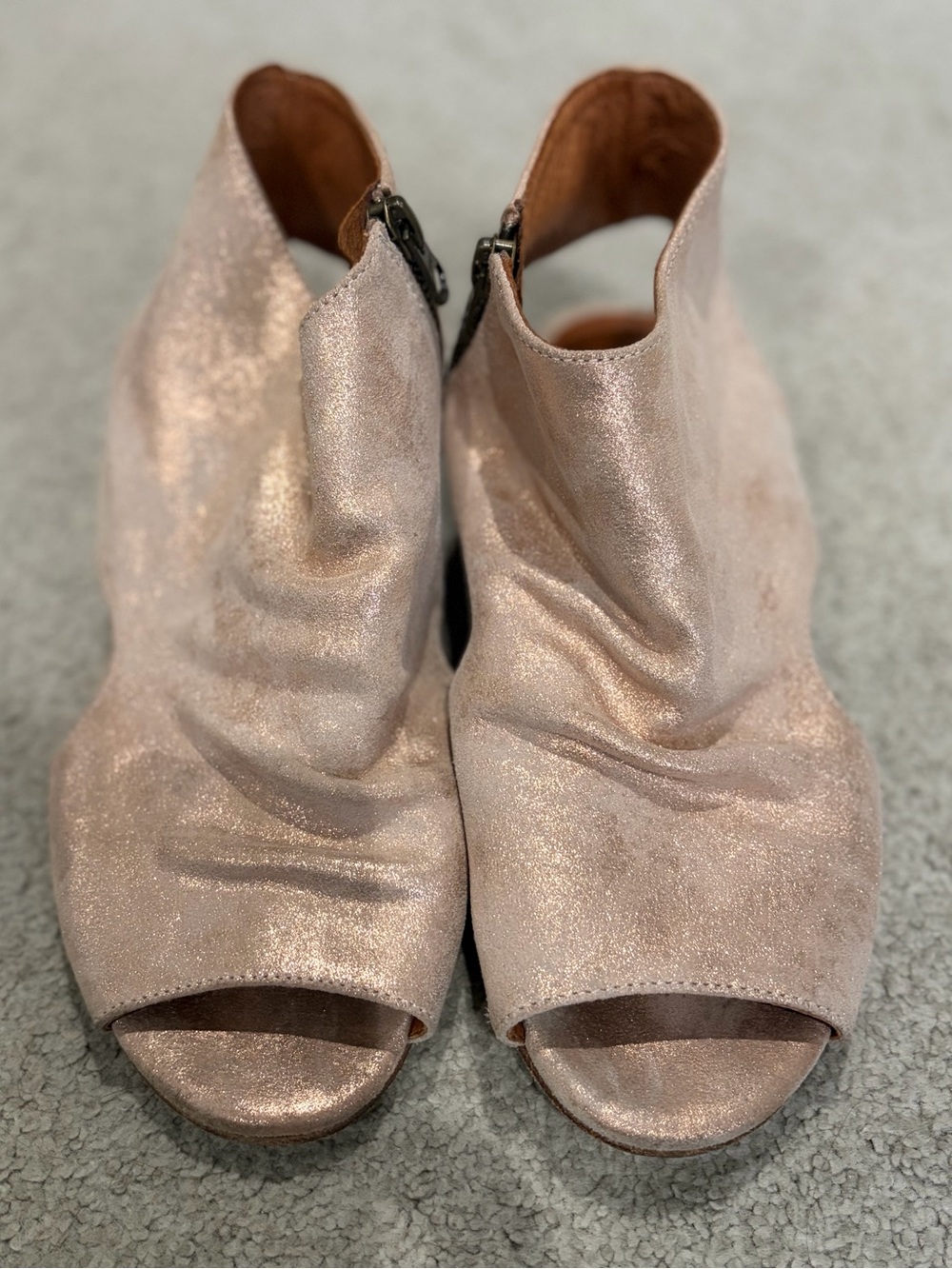 Sundance “Demeter” Peep Toe Rose Gold Open-Toe Booties, Women’s EU 37 / US 7
